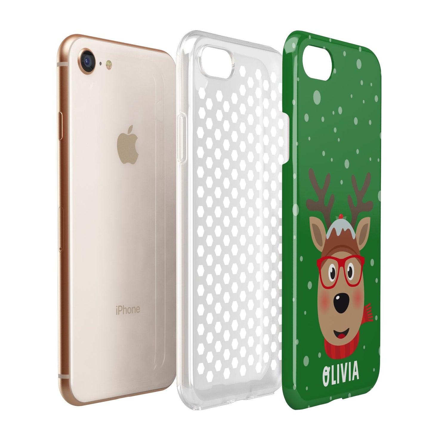 Create Your Own Reindeer Personalised Apple iPhone 7 8 3D Tough Case Expanded View