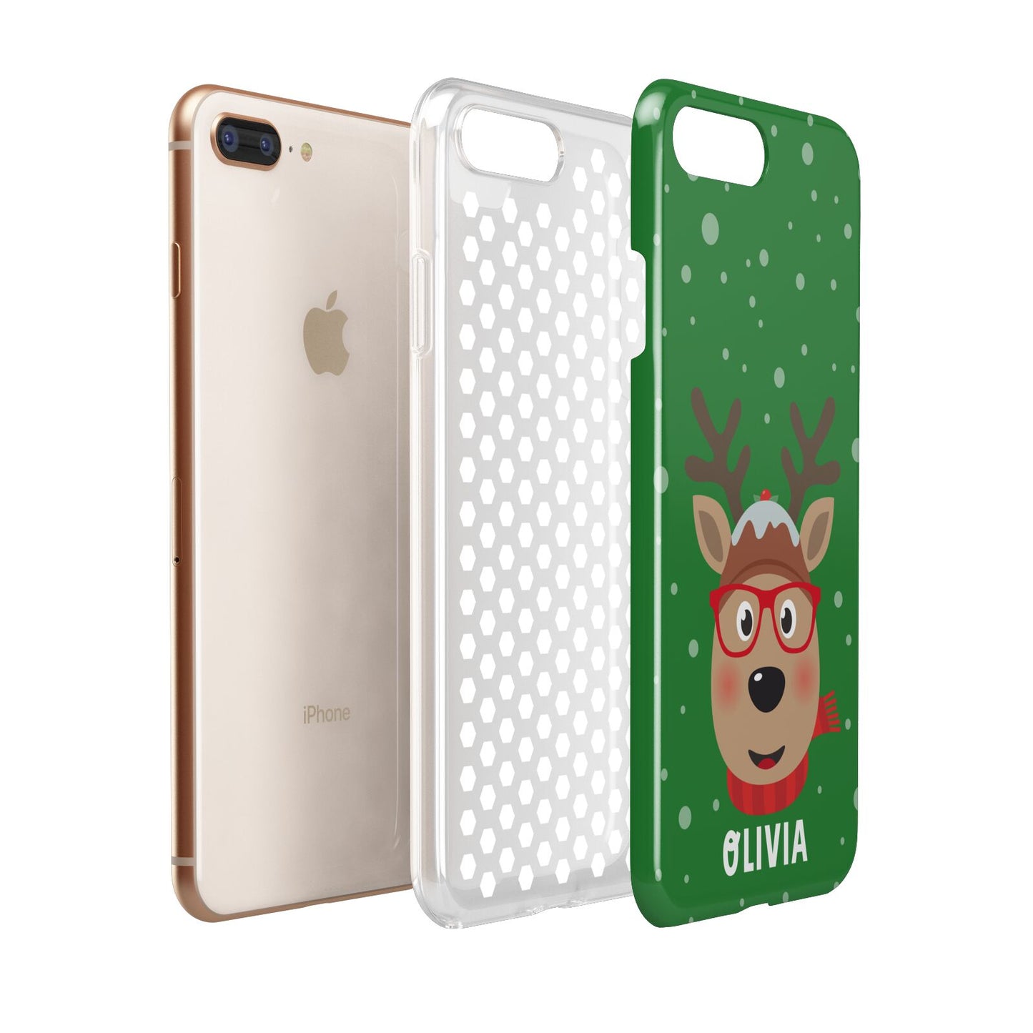 Create Your Own Reindeer Personalised Apple iPhone 7 8 Plus 3D Tough Case Expanded View