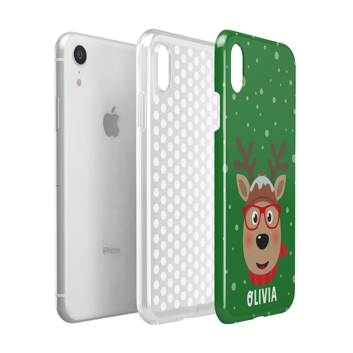 Create Your Own Reindeer Personalised Apple iPhone XR White 3D Tough Case Expanded view