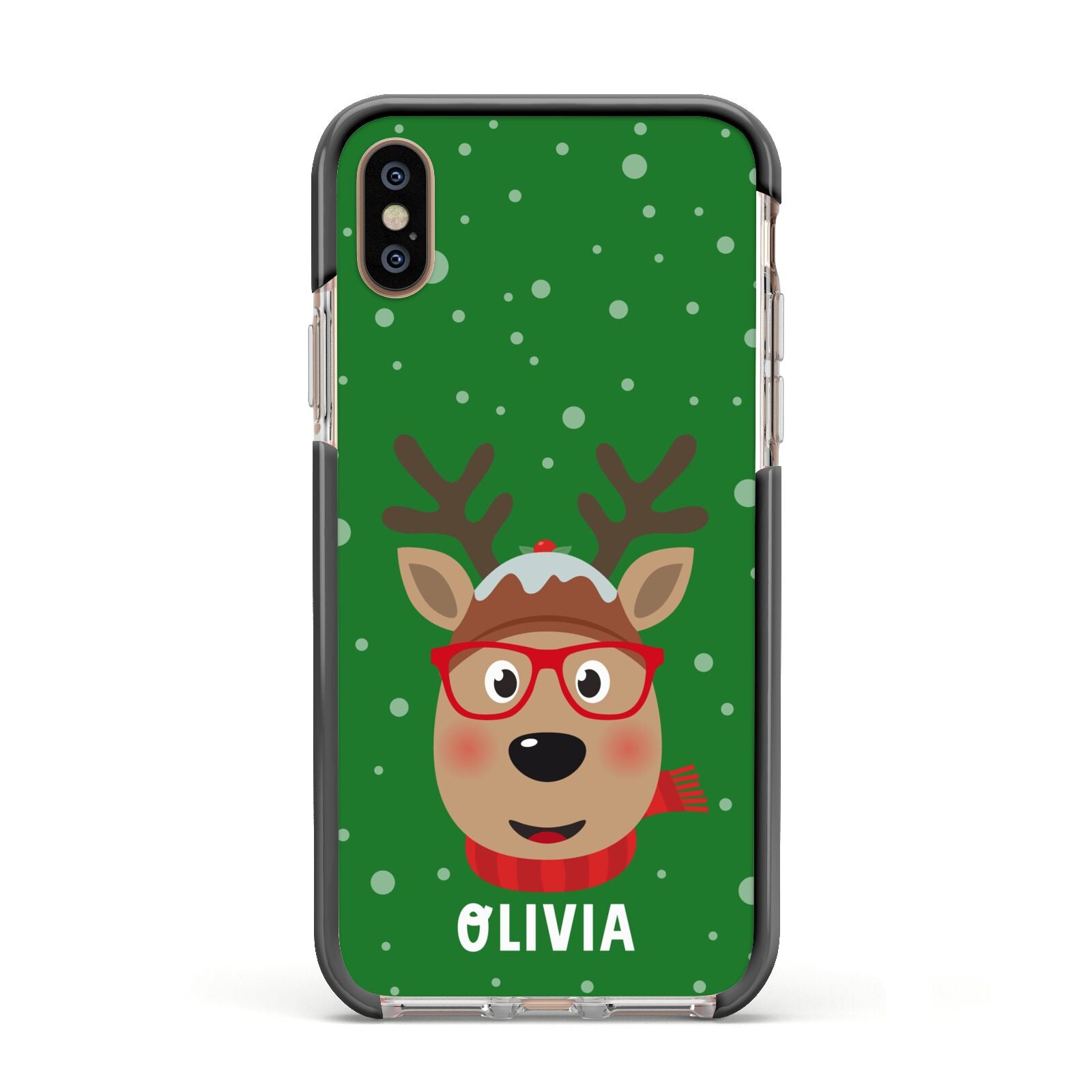 Create Your Own Reindeer Personalised Apple iPhone Xs Impact Case Black Edge on Gold Phone