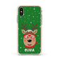 Create Your Own Reindeer Personalised Apple iPhone Xs Impact Case Pink Edge on Gold Phone