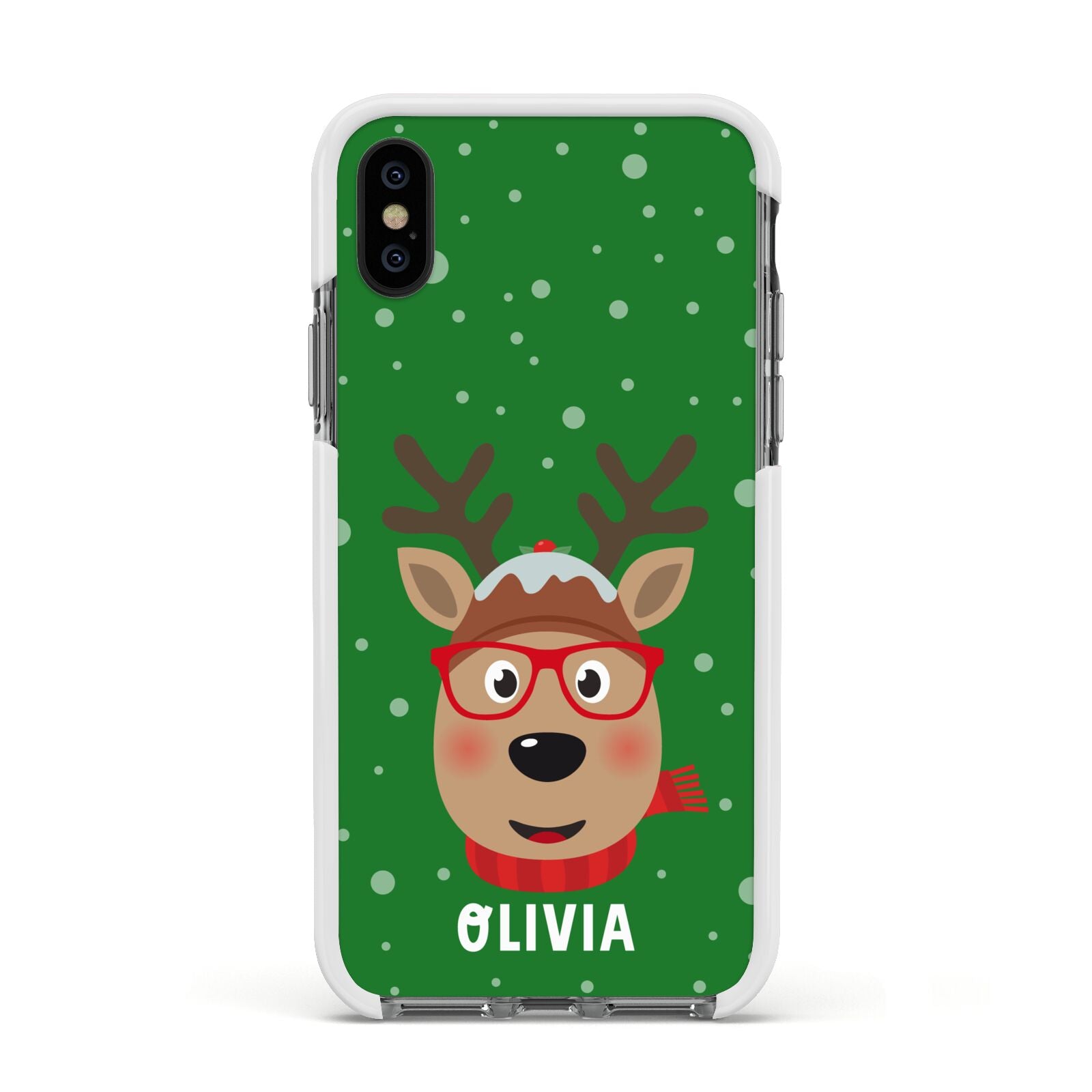 Create Your Own Reindeer Personalised Apple iPhone Xs Impact Case White Edge on Black Phone
