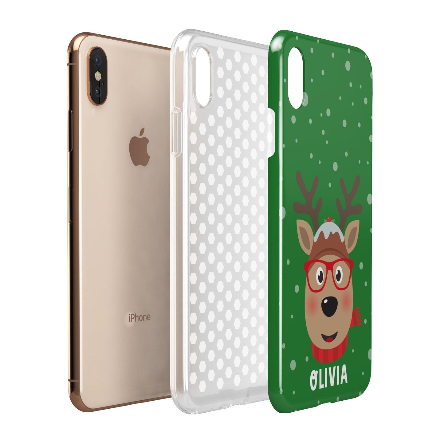 Create Your Own Reindeer Personalised Apple iPhone Xs Max 3D Tough Case Expanded View