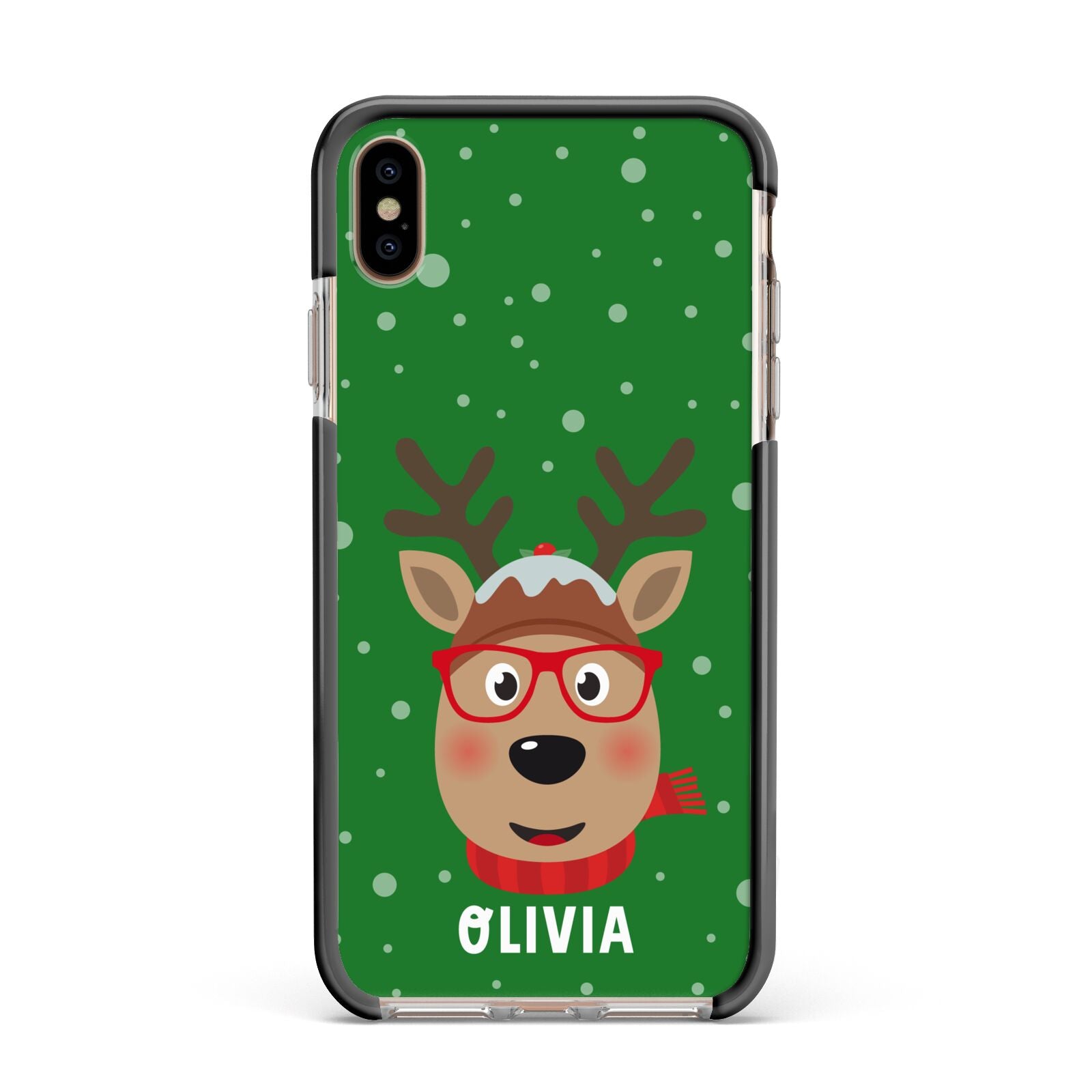 Create Your Own Reindeer Personalised Apple iPhone Xs Max Impact Case Black Edge on Gold Phone