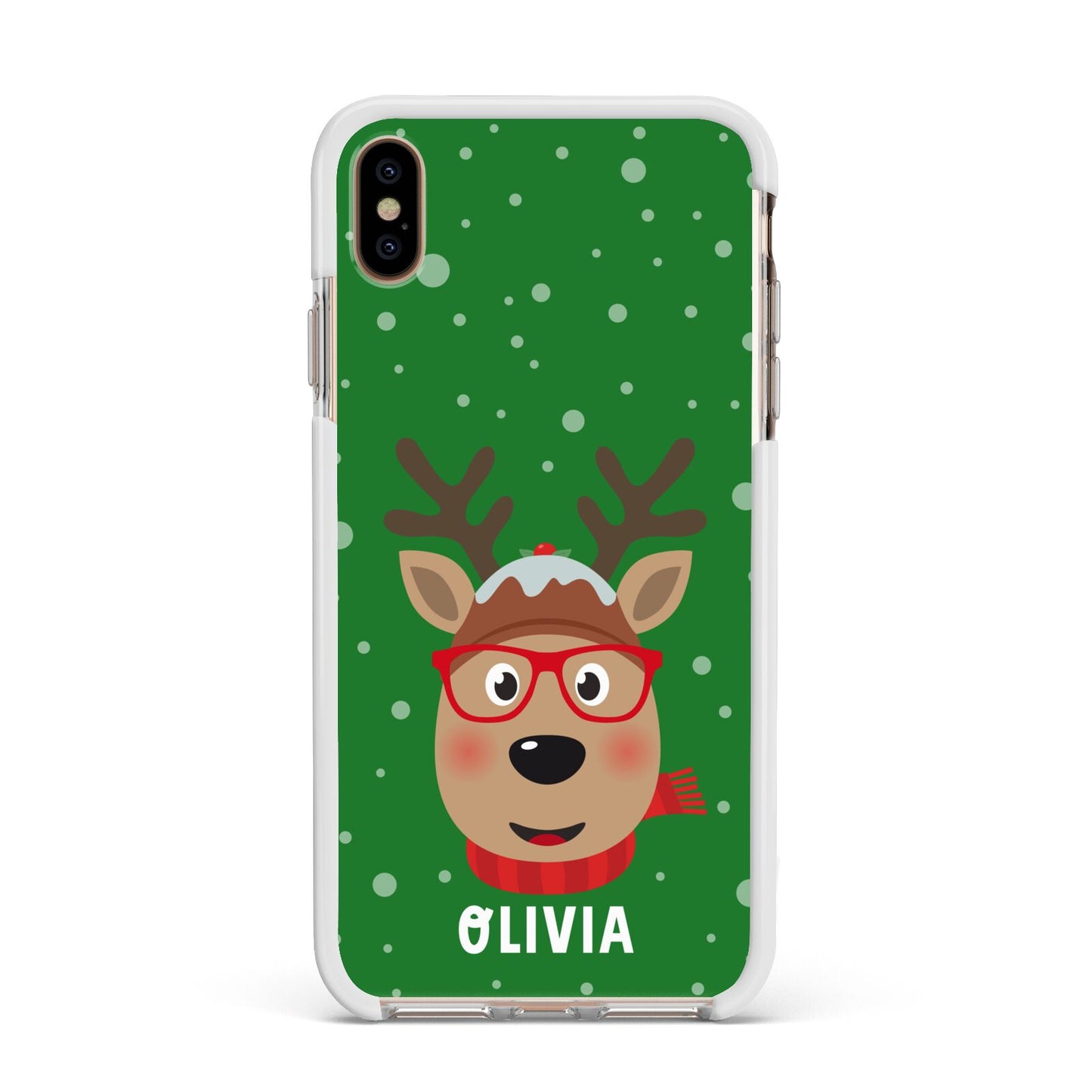 Create Your Own Reindeer Personalised Apple iPhone Xs Max Impact Case White Edge on Gold Phone