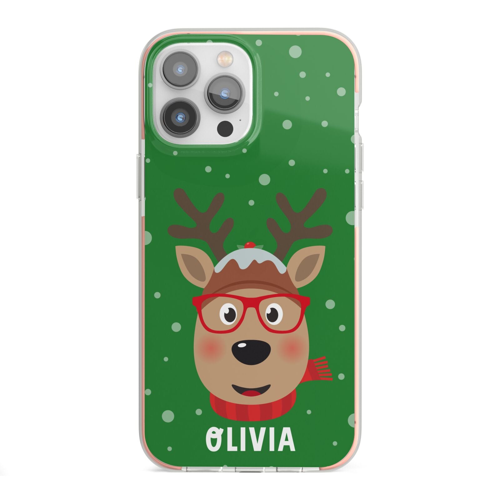 Create Your Own Reindeer Personalised iPhone 13 Pro Max TPU Impact Case with Pink Edges