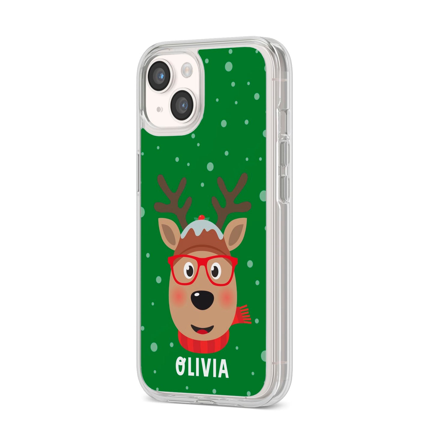 Create Your Own Reindeer Personalised iPhone 14 Clear Tough Case Starlight Angled Image