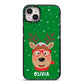 Create Your Own Reindeer Personalised iPhone 14 Plus Black Impact Case on Silver phone