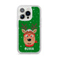 Create Your Own Reindeer Personalised iPhone 14 Pro Clear Tough Case Silver