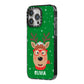 Create Your Own Reindeer Personalised iPhone 14 Pro Max Black Impact Case Side Angle on Silver phone