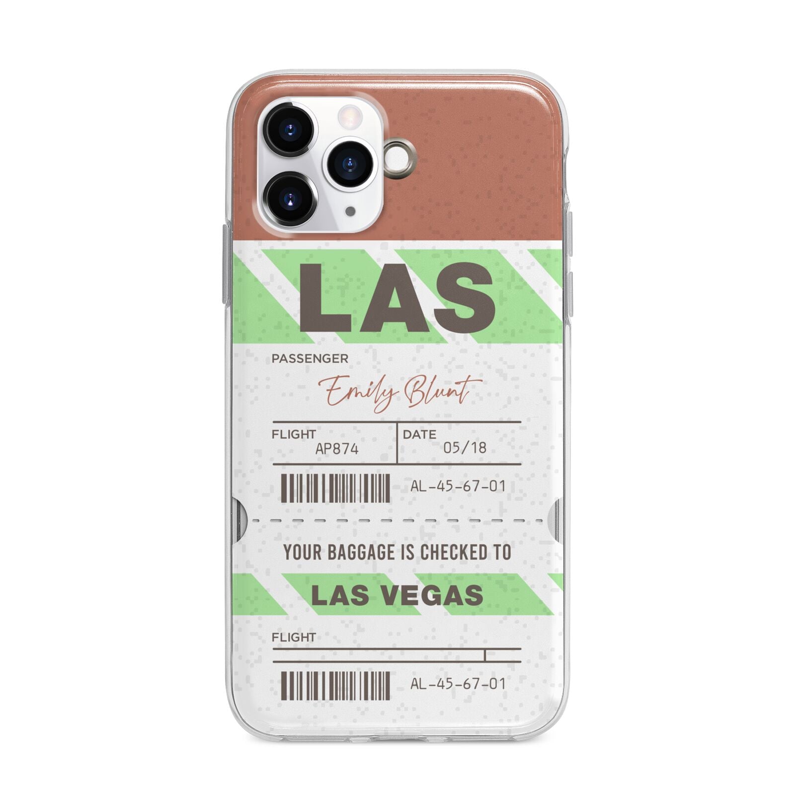 Custom Baggage Tag Apple iPhone 11 Pro in Silver with Bumper Case