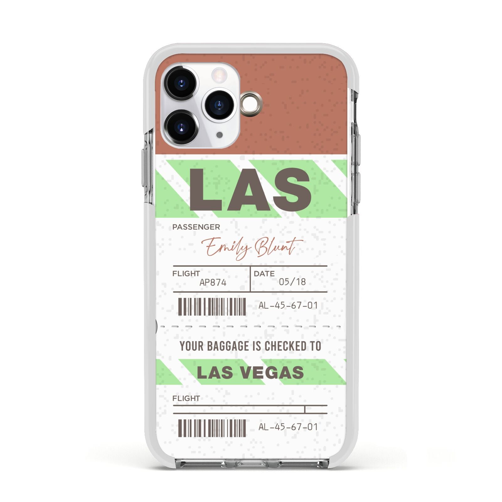 Custom Baggage Tag Apple iPhone 11 Pro in Silver with White Impact Case