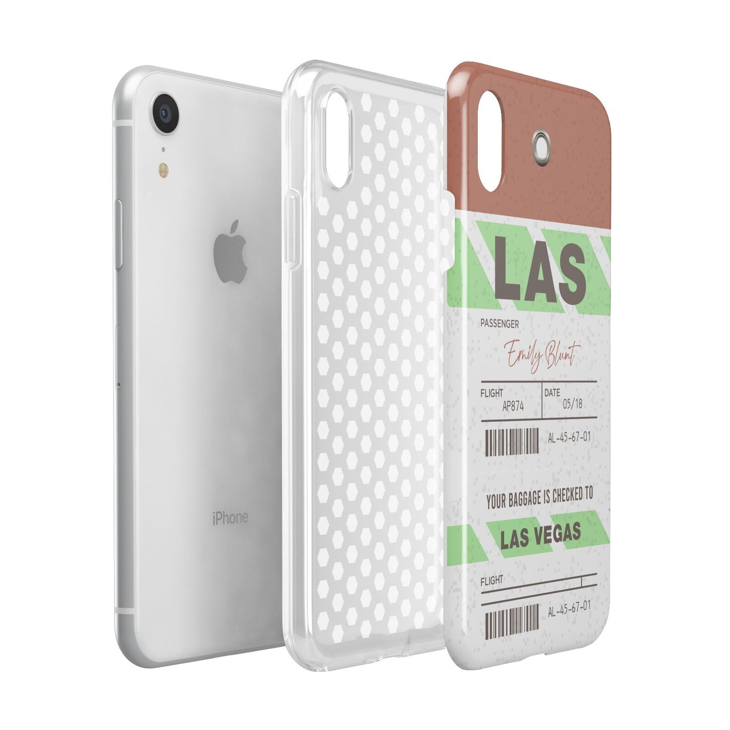 Custom Baggage Tag Apple iPhone XR White 3D Tough Case Expanded view