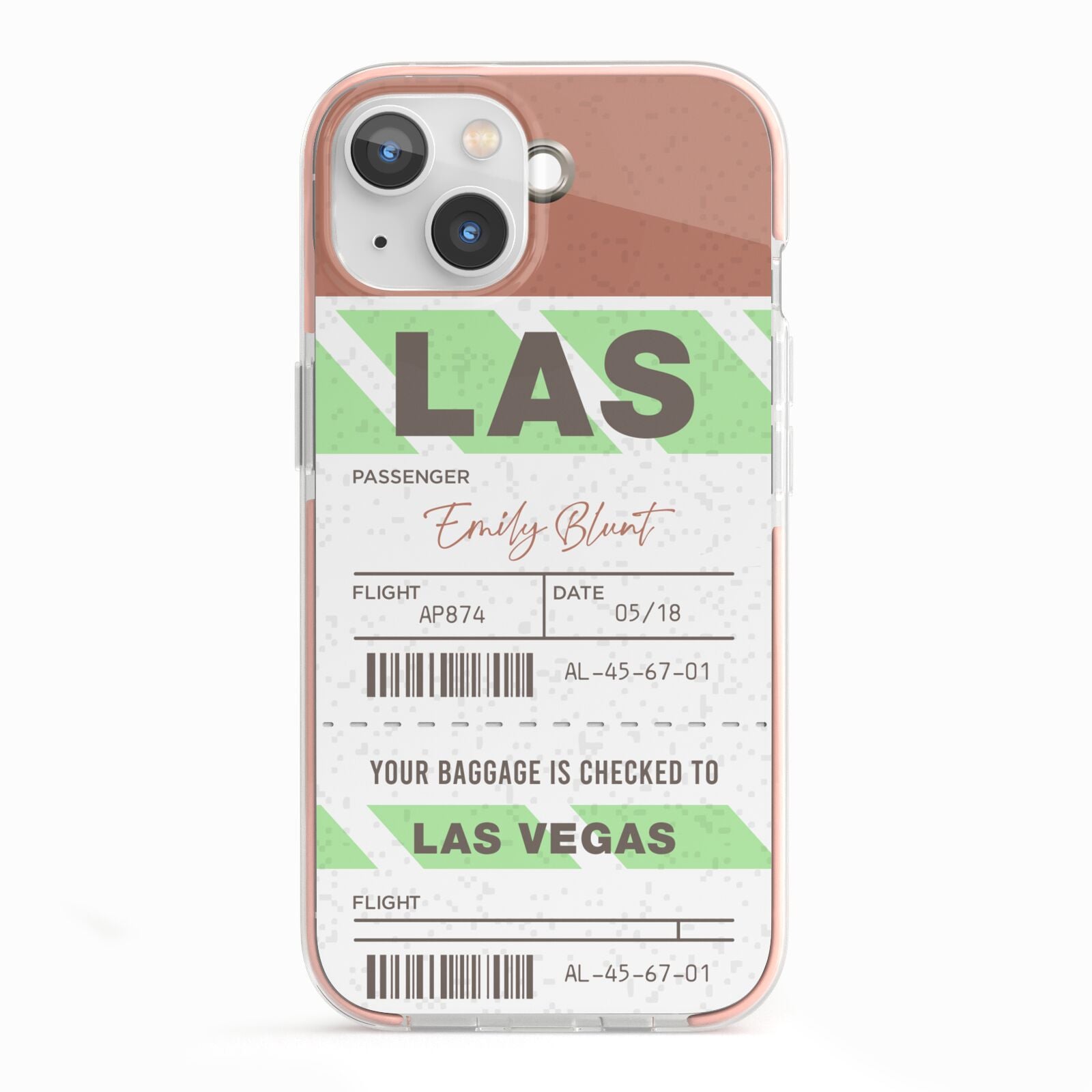 Custom Baggage Tag iPhone 13 TPU Impact Case with Pink Edges