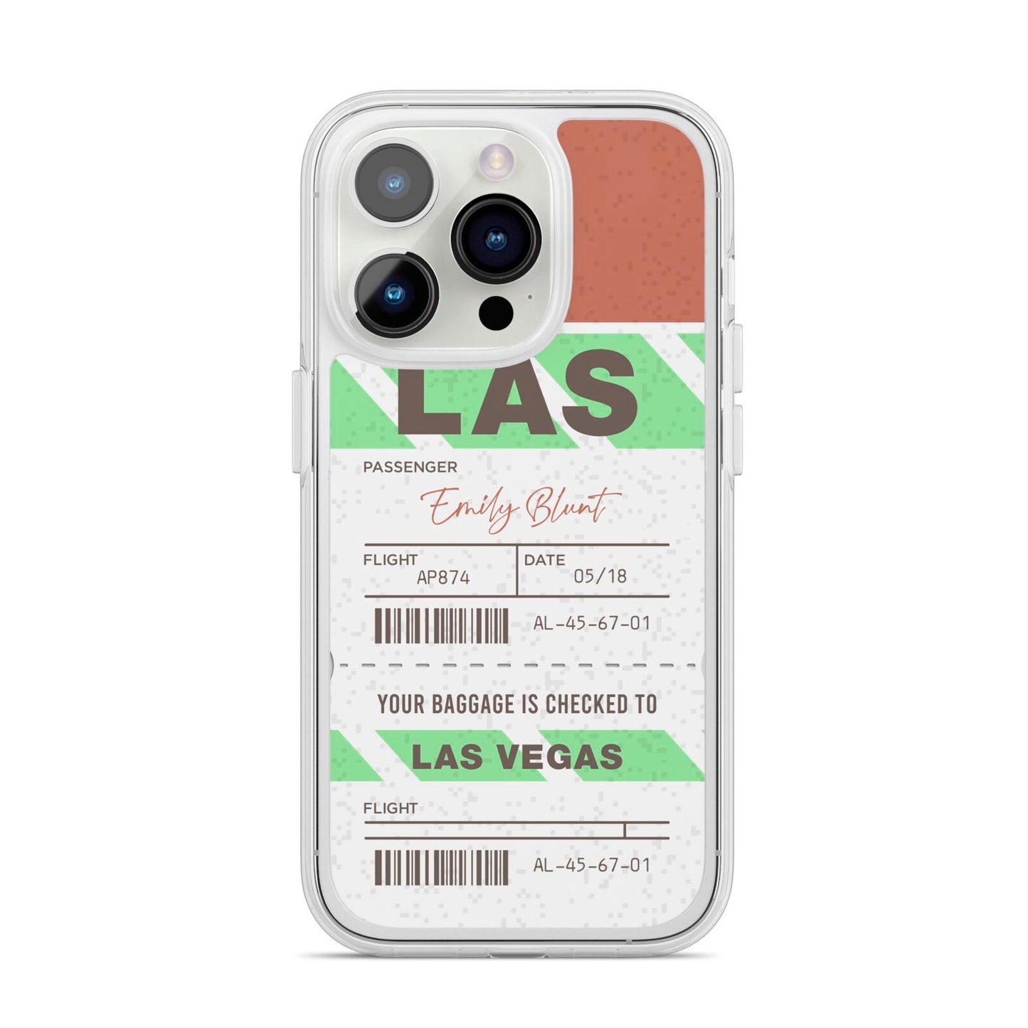 Custom Baggage Tag iPhone 14 Pro Clear Tough Case Silver