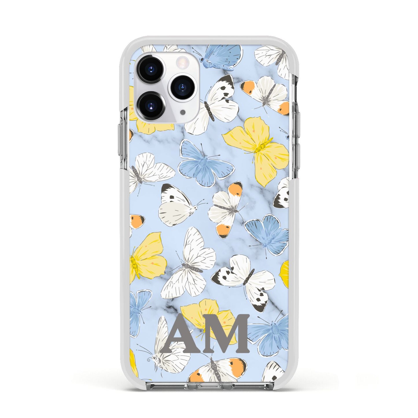 Custom Butterfly Apple iPhone 11 Pro in Silver with White Impact Case
