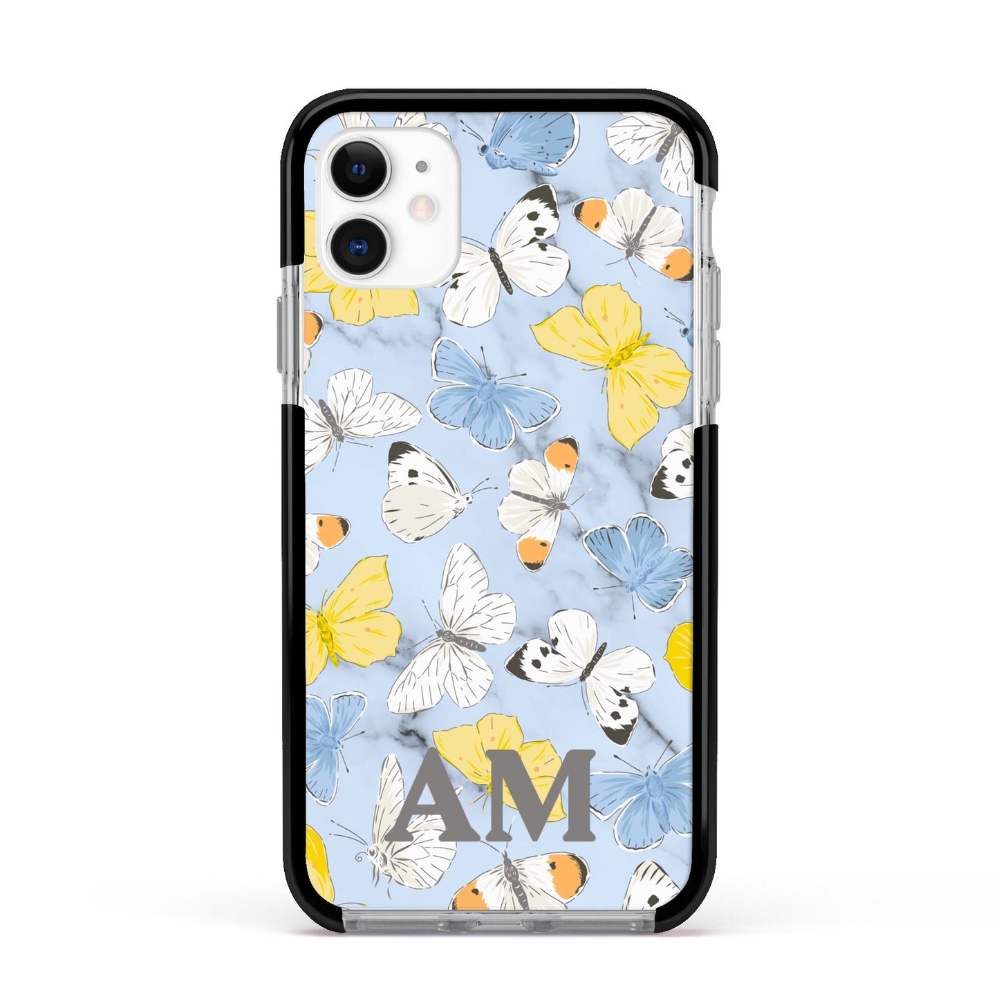 Custom Butterfly Apple iPhone 11 in White with Black Impact Case
