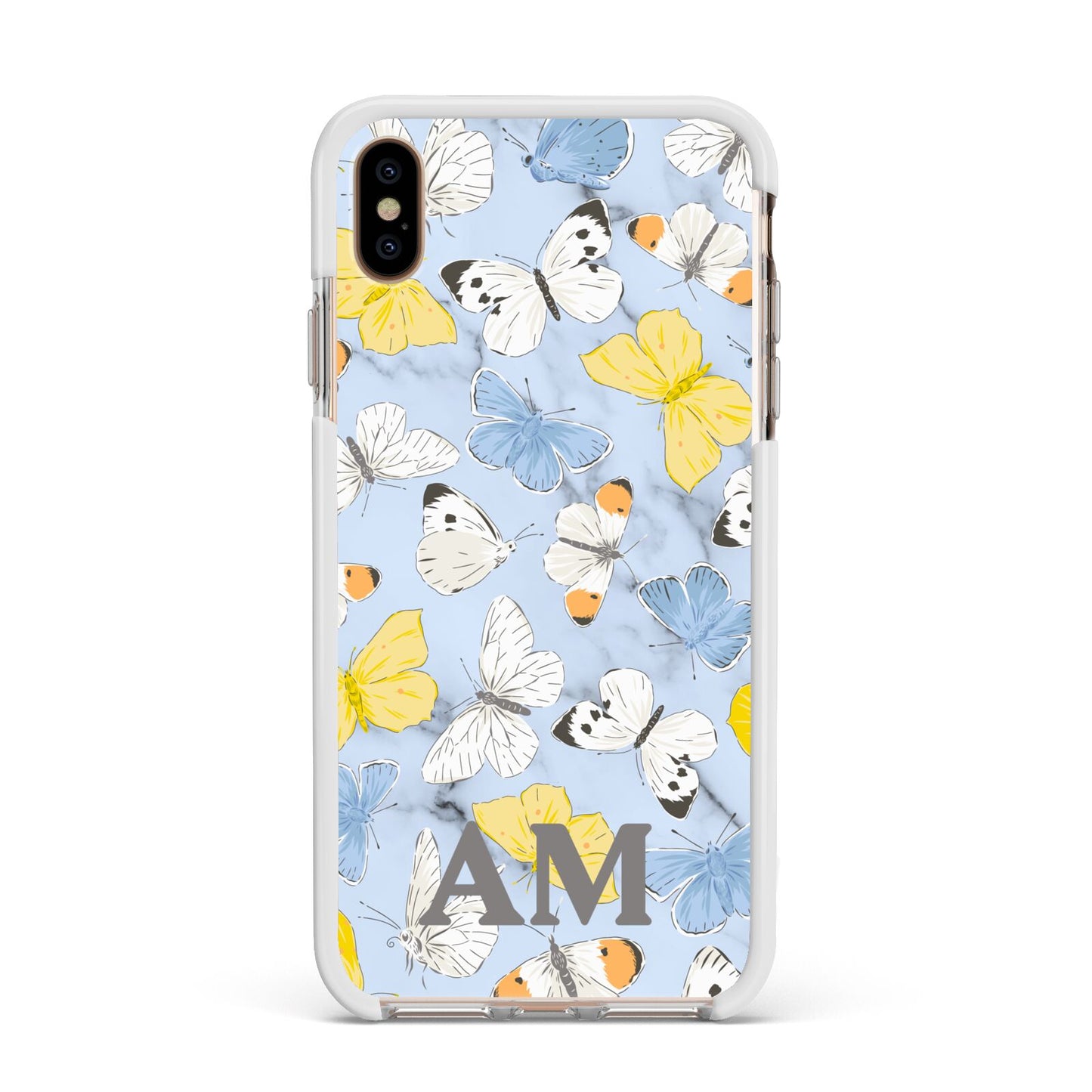 Custom Butterfly Apple iPhone Xs Max Impact Case White Edge on Gold Phone