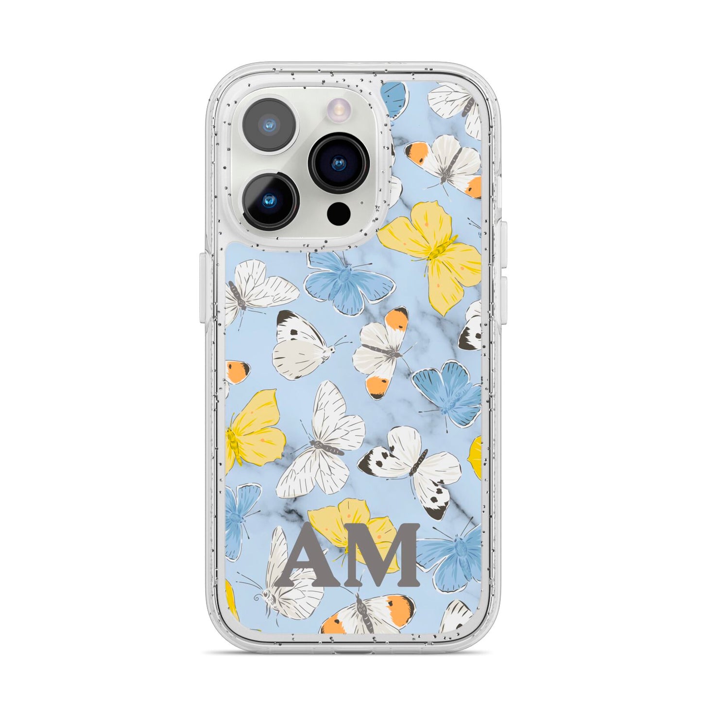 Custom Butterfly iPhone 14 Pro Glitter Tough Case Silver