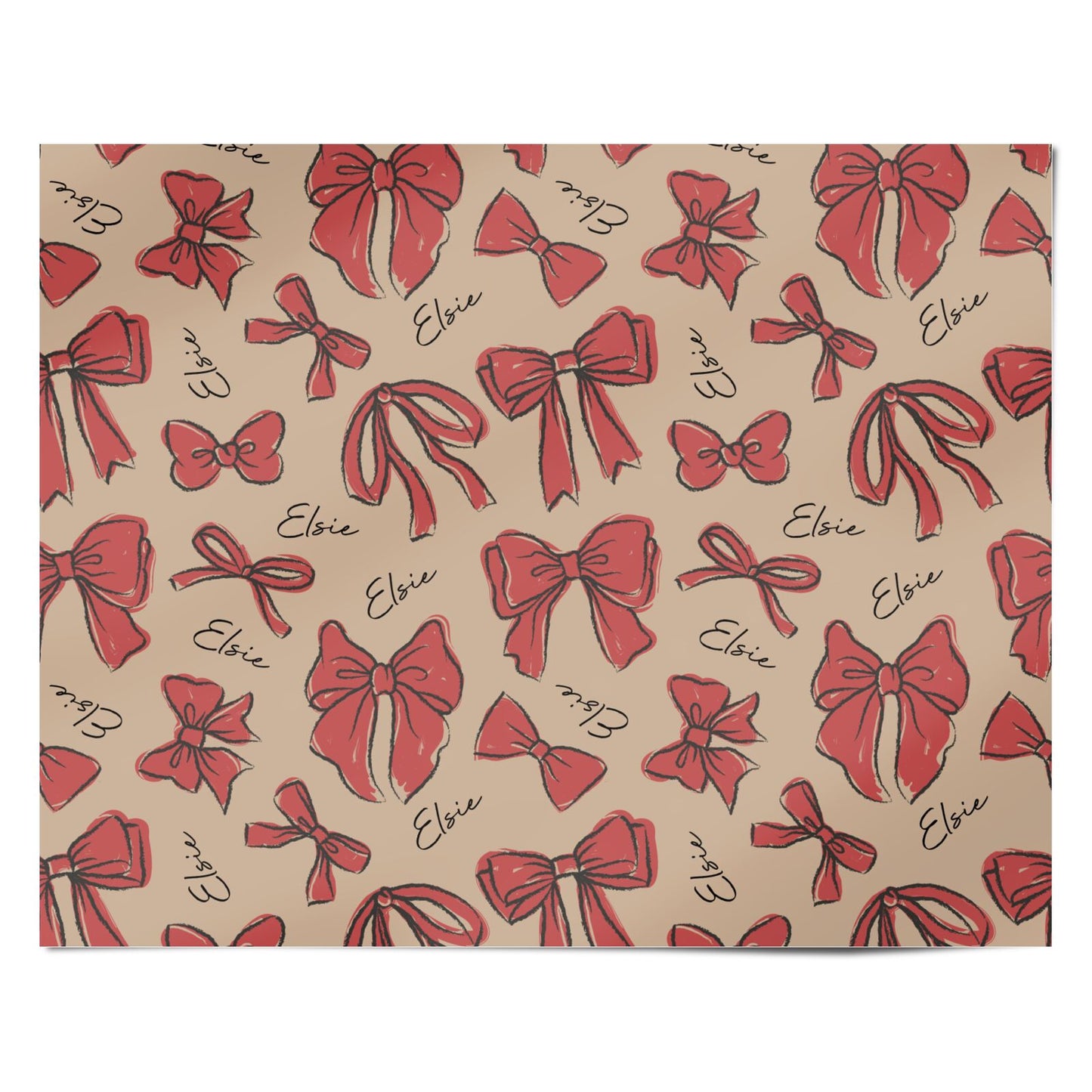 Custom Christmas Bow Personalised Wrapping Paper Alternative