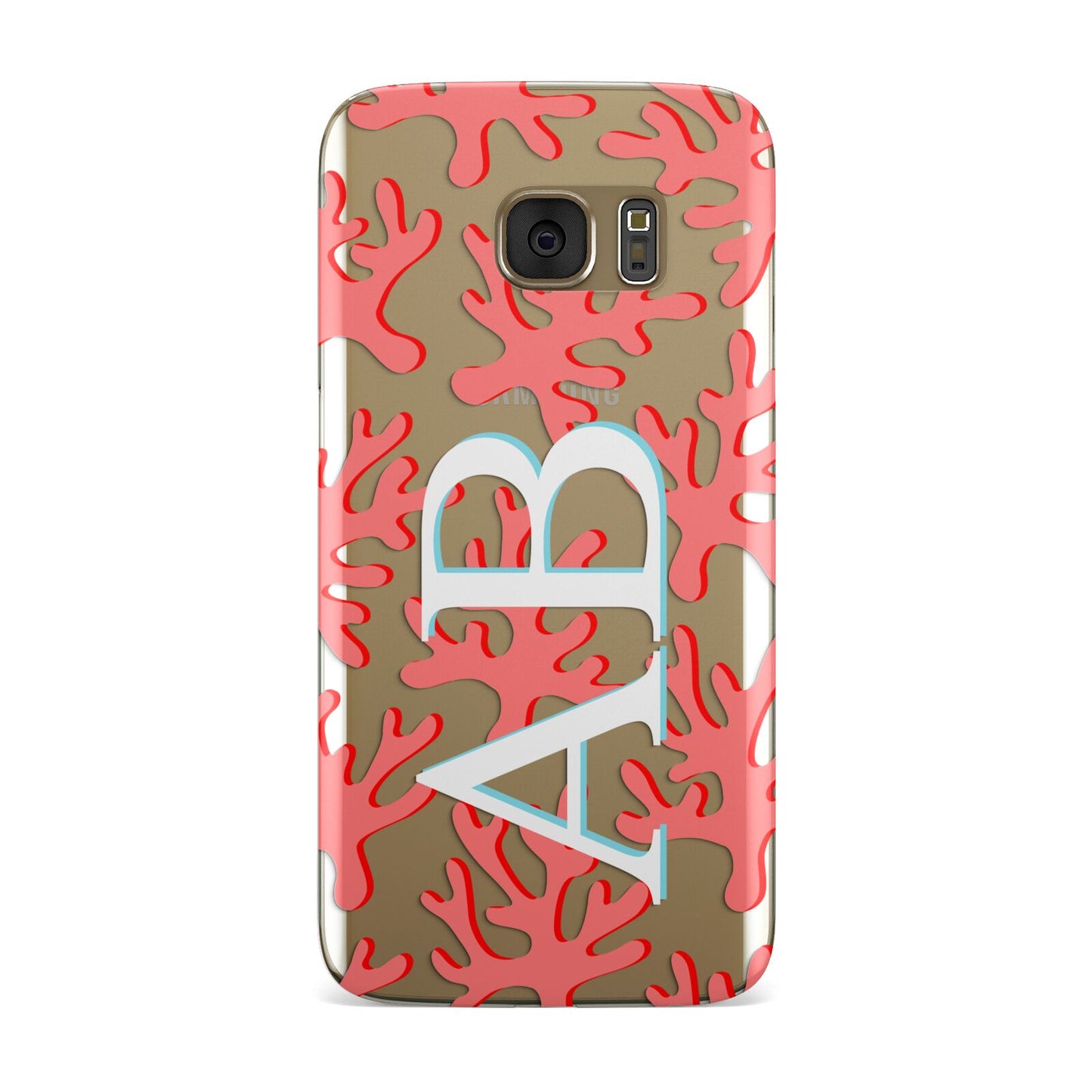 Custom Coral Initials Samsung Galaxy Case