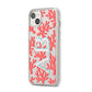 Custom Coral Initials iPhone 14 Plus Clear Tough Case Starlight Angled Image
