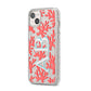 Custom Coral Initials iPhone 14 Plus Glitter Tough Case Starlight Angled Image