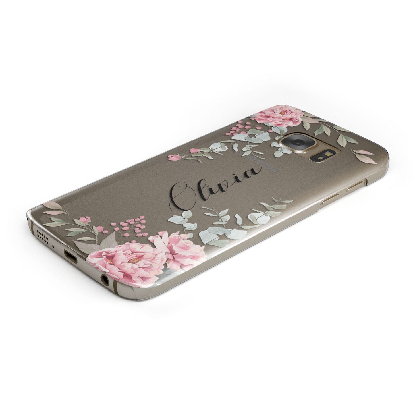 Custom Decorative Floral Protective Samsung Galaxy Case Angled Image