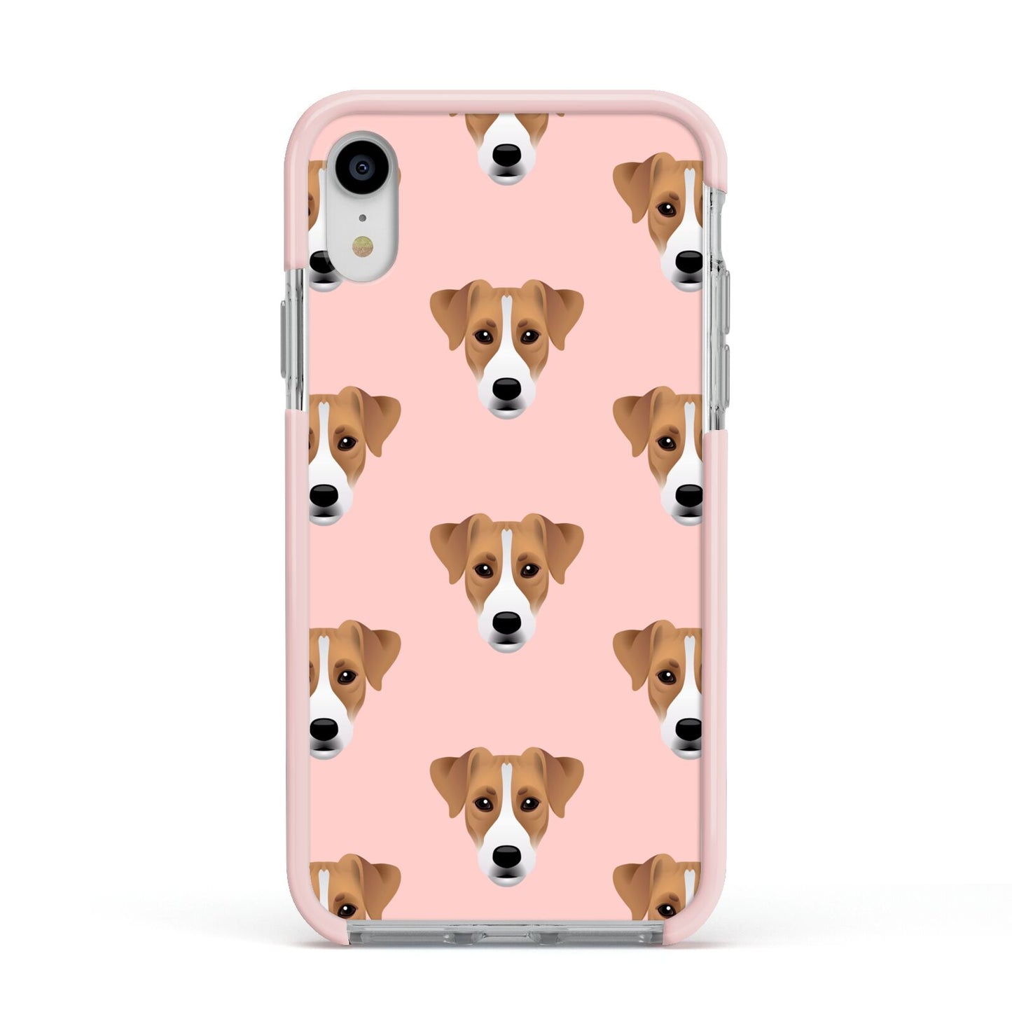 Custom Dog Apple iPhone XR Impact Case Pink Edge on Silver Phone