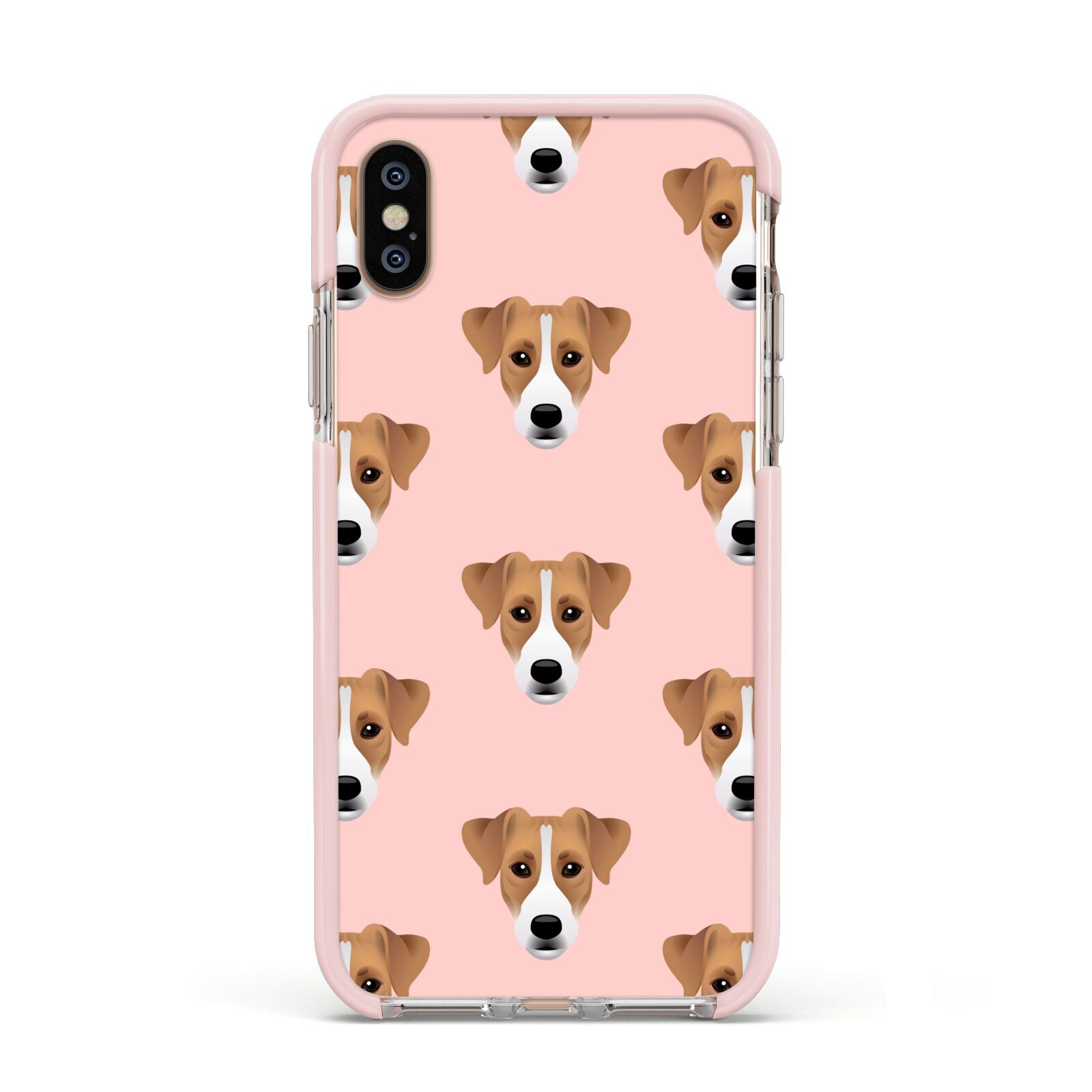Custom Dog Apple iPhone Xs Impact Case Pink Edge on Gold Phone