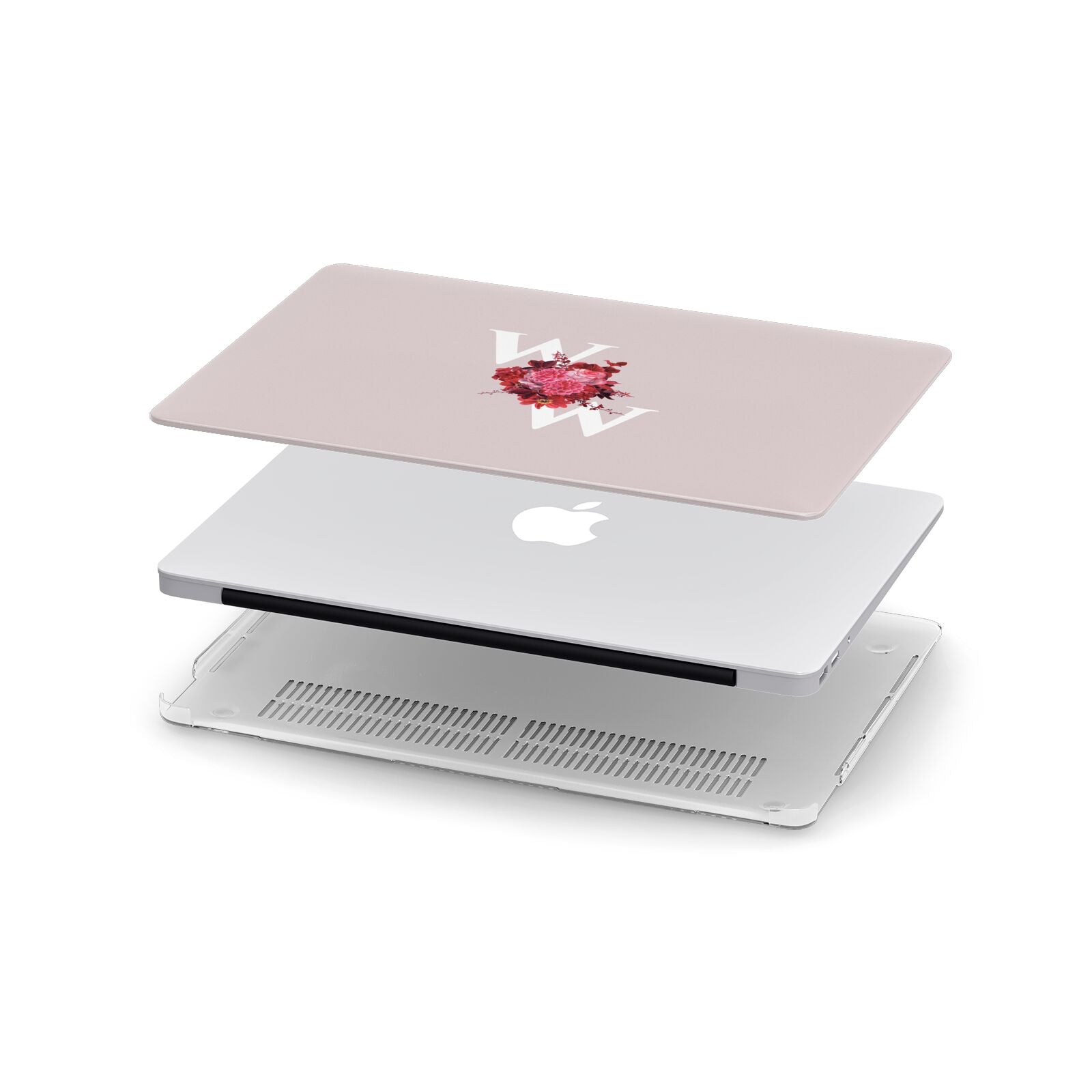 Custom Dual Initial Floral Apple MacBook Case in Detail