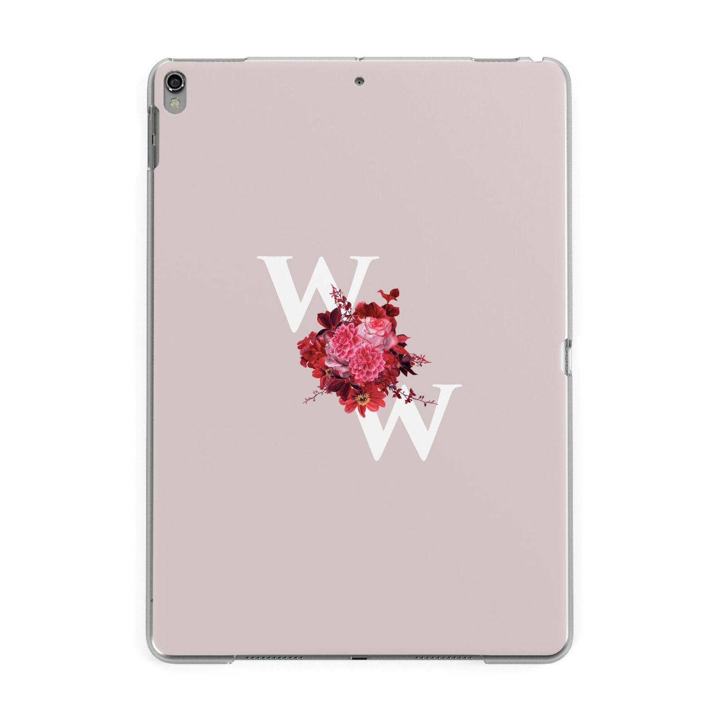 Custom Dual Initial Floral Apple iPad Grey Case