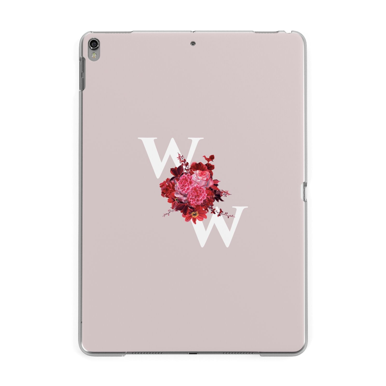 Custom Dual Initial Floral Apple iPad Grey Case