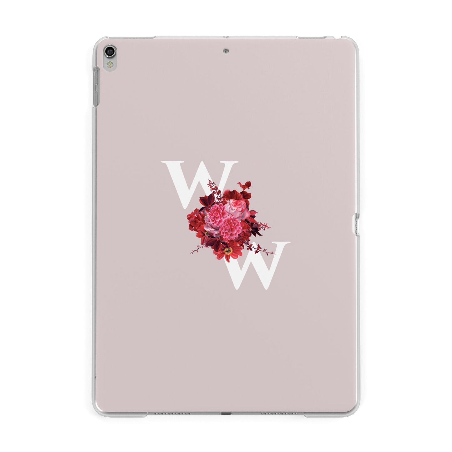 Custom Dual Initial Floral Apple iPad Silver Case