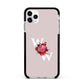 Custom Dual Initial Floral Apple iPhone 11 Pro Max in Silver with Black Impact Case