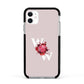 Custom Dual Initial Floral Apple iPhone 11 in White with Black Impact Case