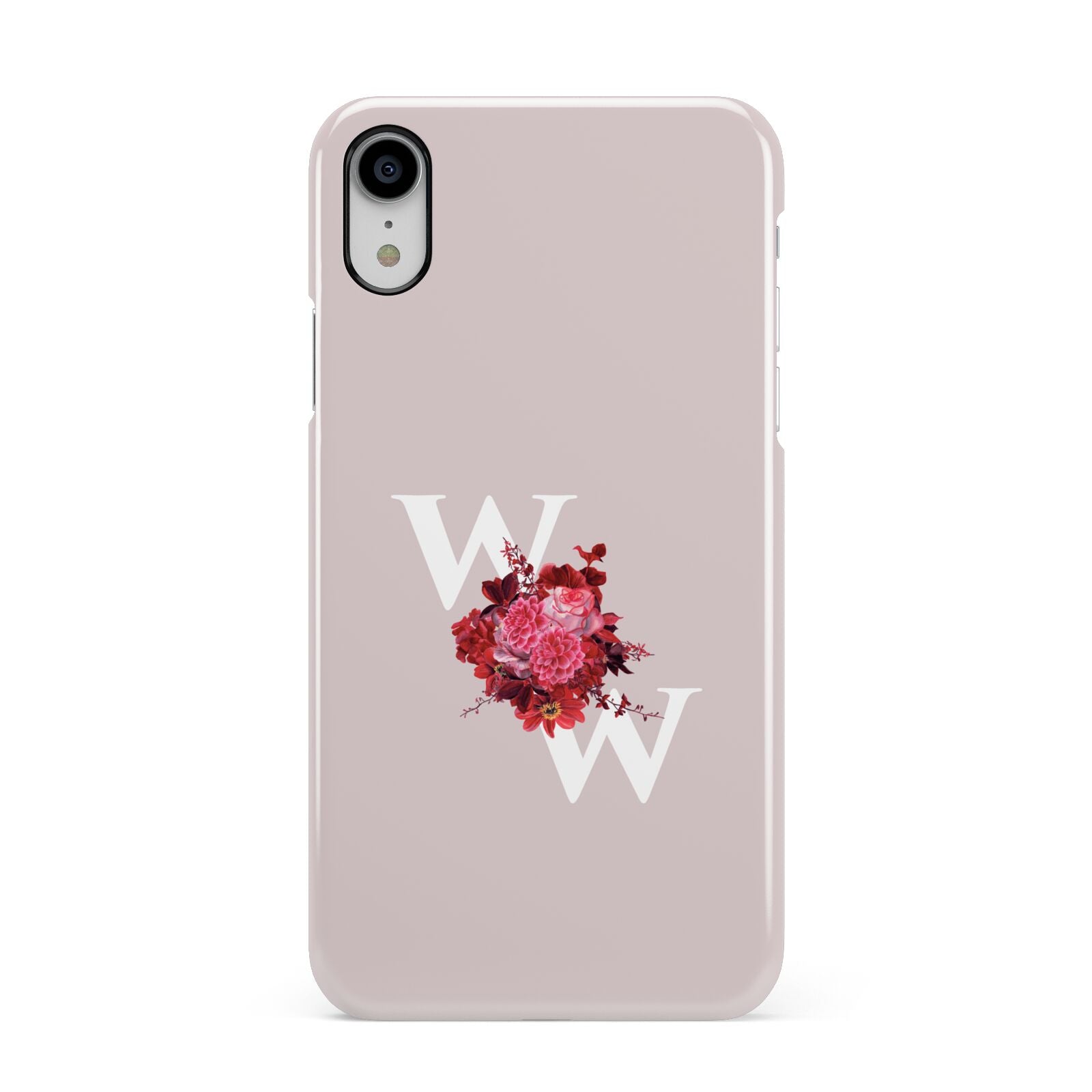 Custom Dual Initial Floral Apple iPhone XR White 3D Snap Case
