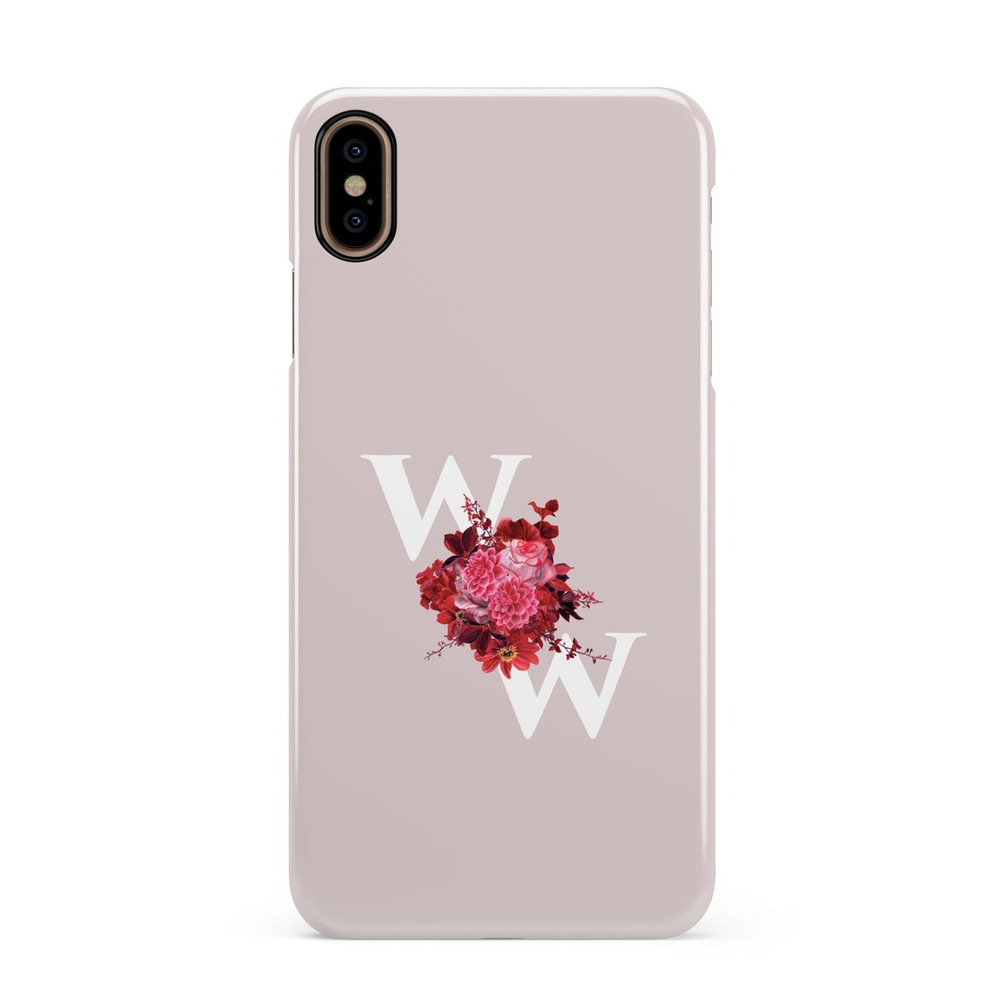 Custom Dual Initial Floral Apple iPhone Xs Max 3D Snap Case