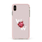Custom Dual Initial Floral Apple iPhone Xs Max Impact Case Pink Edge on Gold Phone