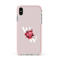 Custom Dual Initial Floral Apple iPhone Xs Max Impact Case Pink Edge on Silver Phone