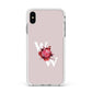 Custom Dual Initial Floral Apple iPhone Xs Max Impact Case White Edge on Silver Phone