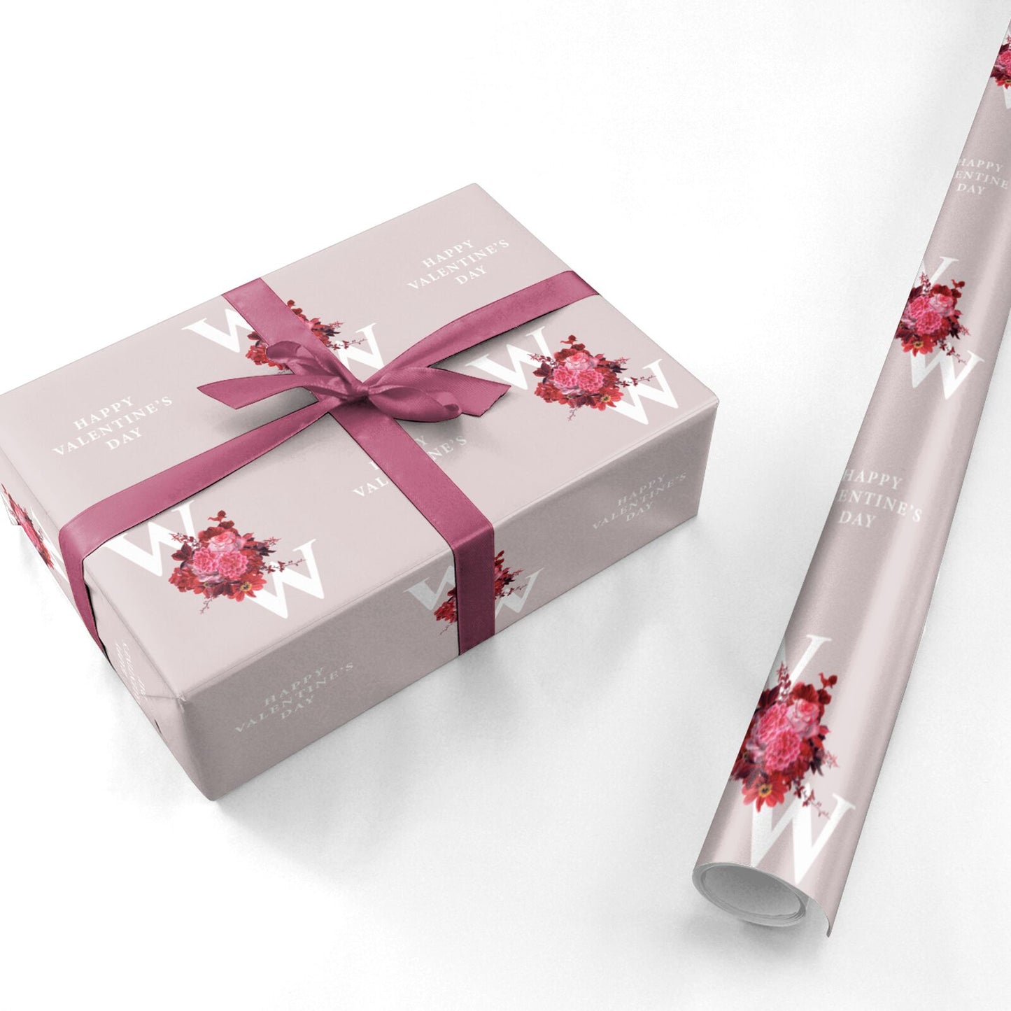 Custom Dual Initial Floral Personalised Wrapping Paper