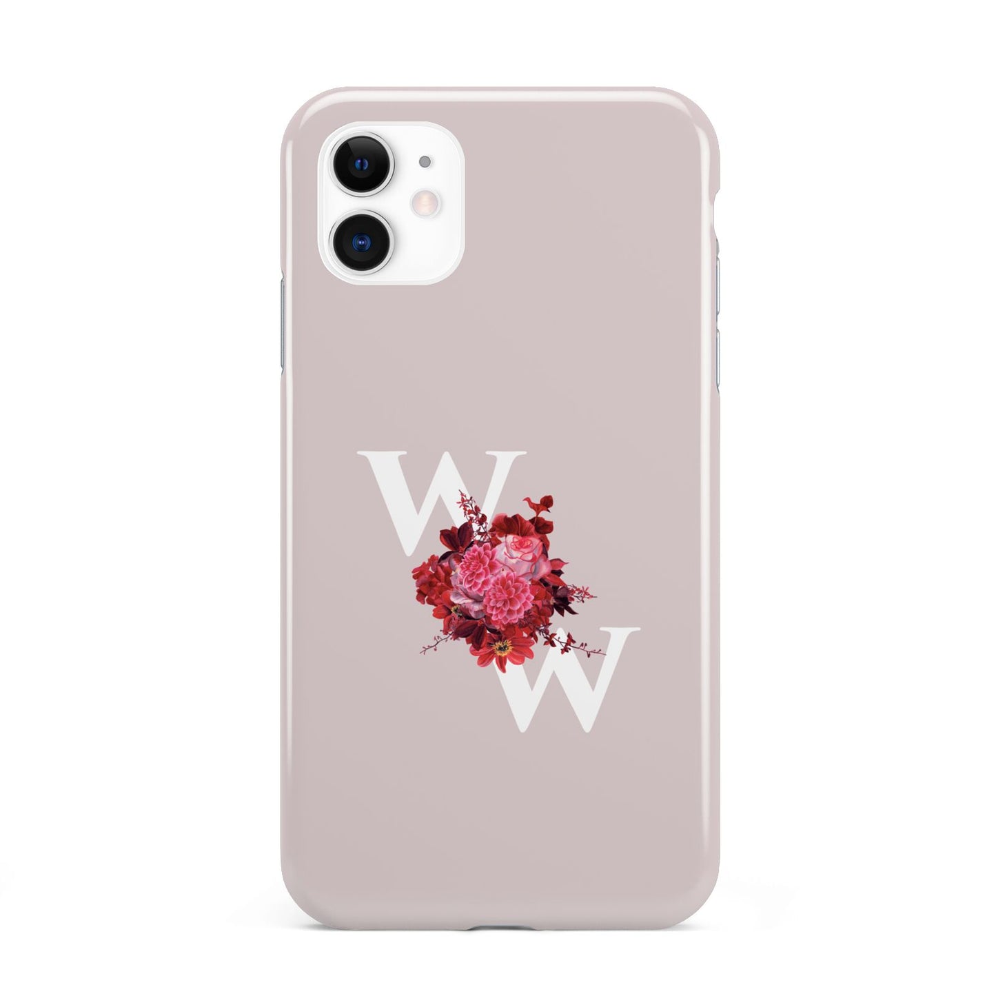 Custom Dual Initial Floral iPhone 11 3D Tough Case