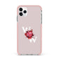 Custom Dual Initial Floral iPhone 11 Pro Max Impact Pink Edge Case