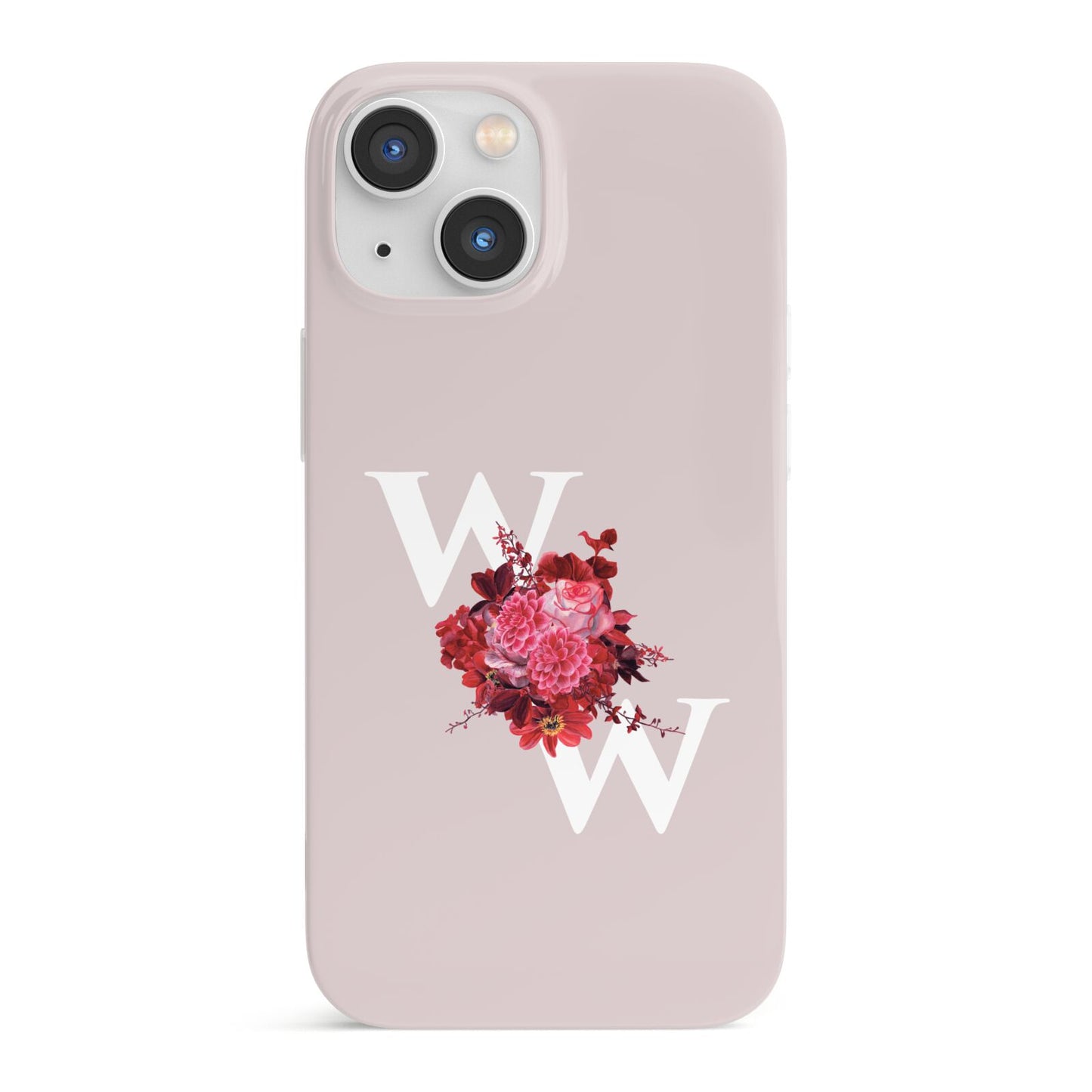 Custom Dual Initial Floral iPhone 13 Mini Full Wrap 3D Snap Case