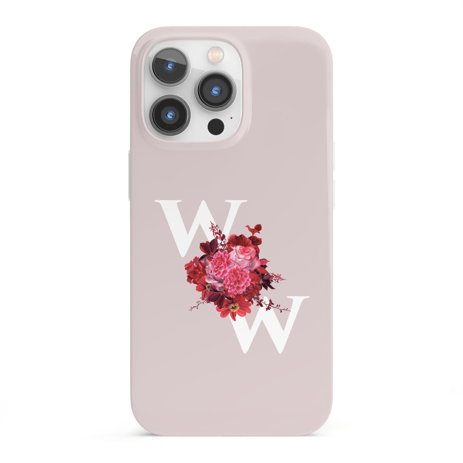 Custom Dual Initial Floral iPhone 13 Pro Full Wrap 3D Snap Case