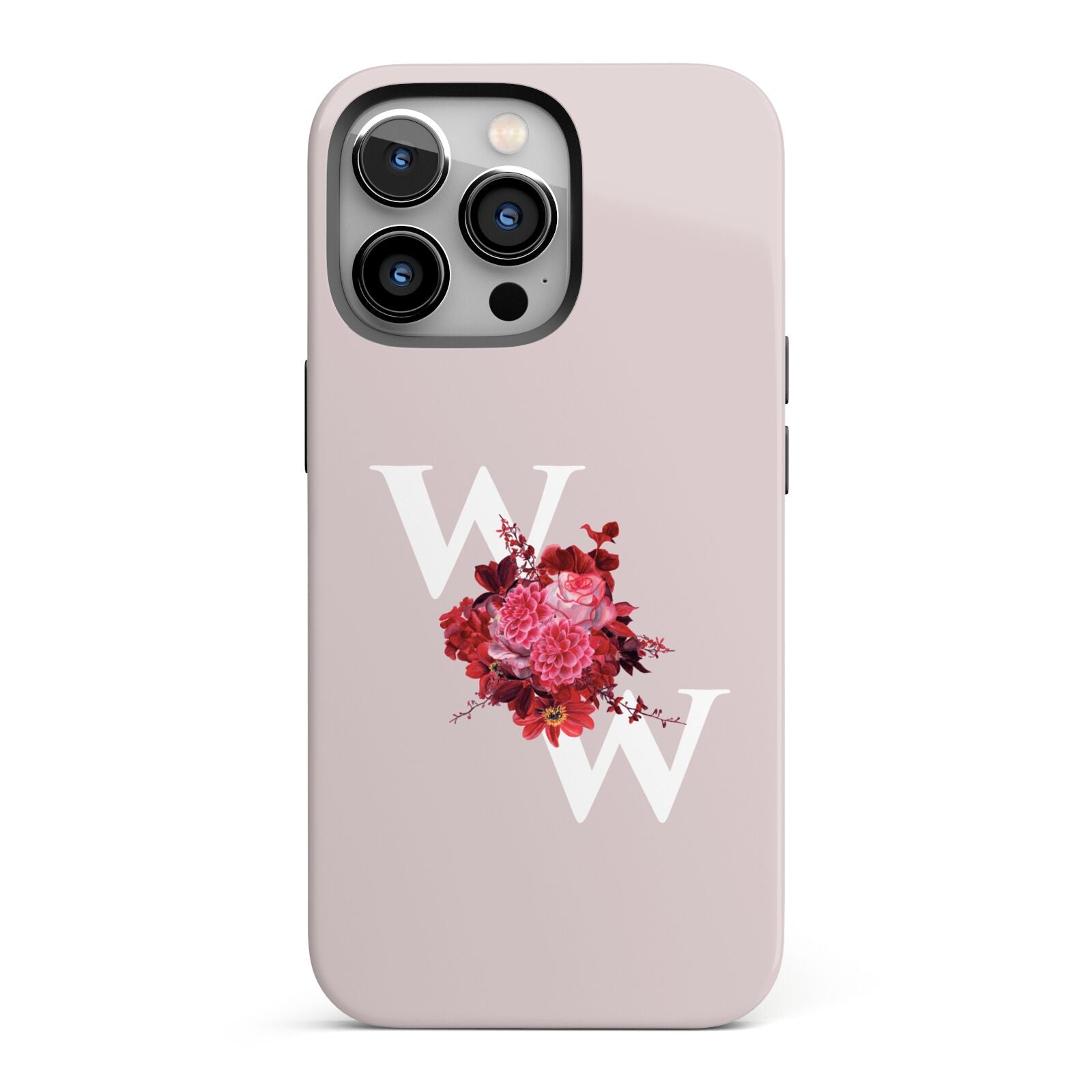 Custom Dual Initial Floral iPhone 13 Pro Full Wrap 3D Tough Case