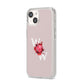 Custom Dual Initial Floral iPhone 14 Clear Tough Case Starlight Angled Image