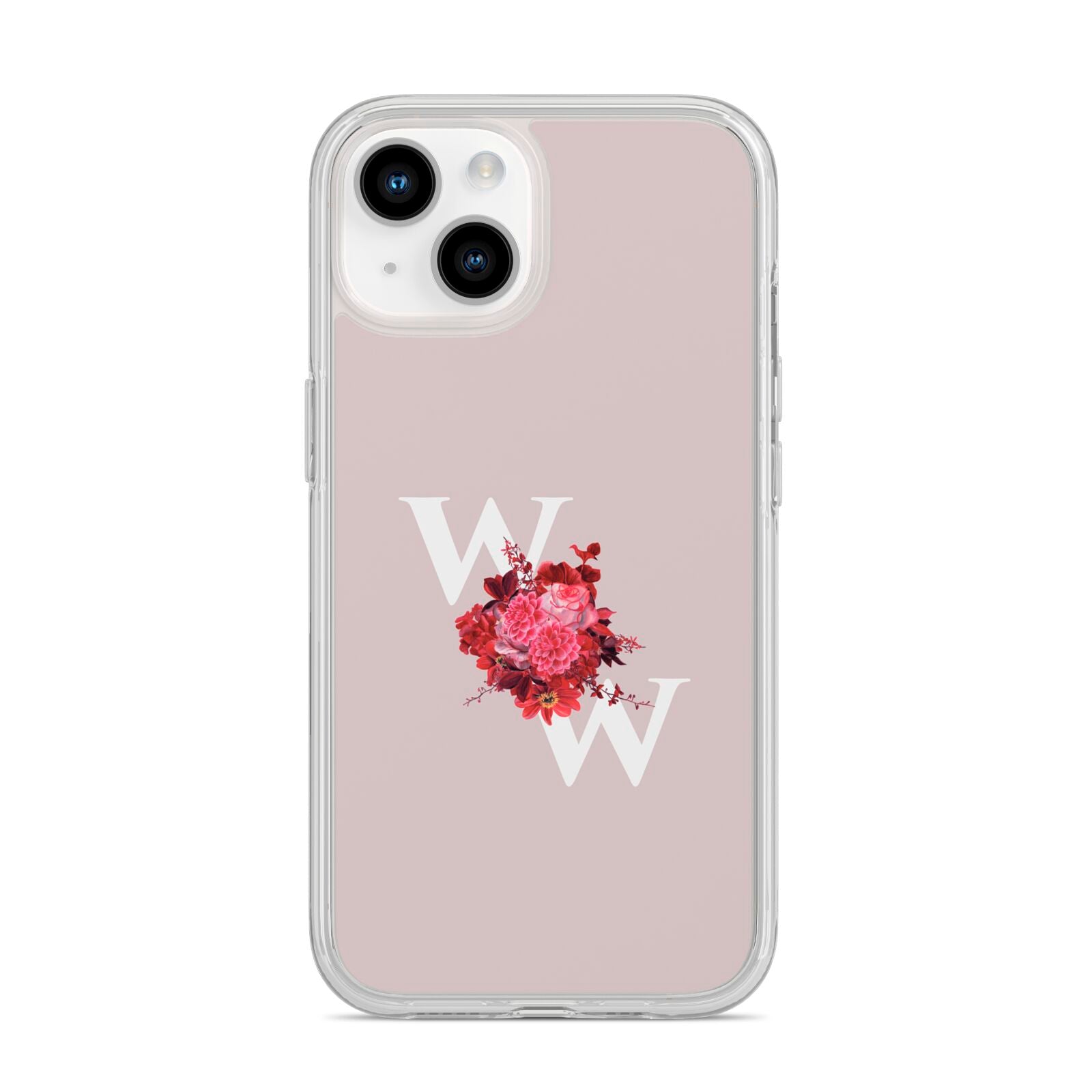 Custom Dual Initial Floral iPhone 14 Clear Tough Case Starlight