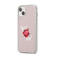 Custom Dual Initial Floral iPhone 14 Plus Clear Tough Case Starlight Angled Image